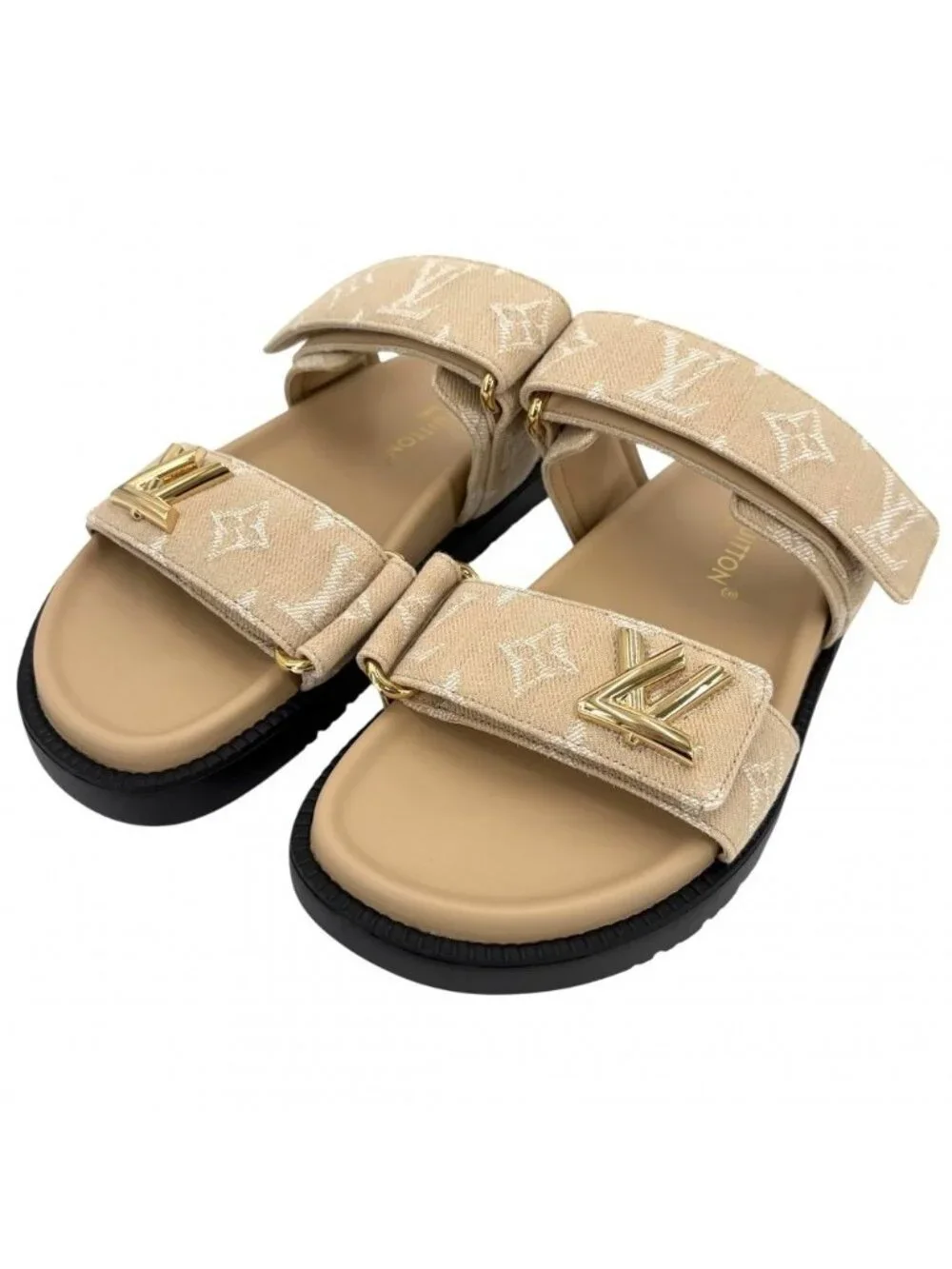 Louis Vuitton Sandals LV Sunset Monogram Jacquard 36.5 1 Ahnl 2 Rubber Canvas